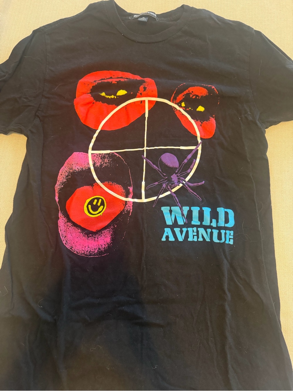 Wild Avenue Black Graphic Tee with Multicolor Pop Art